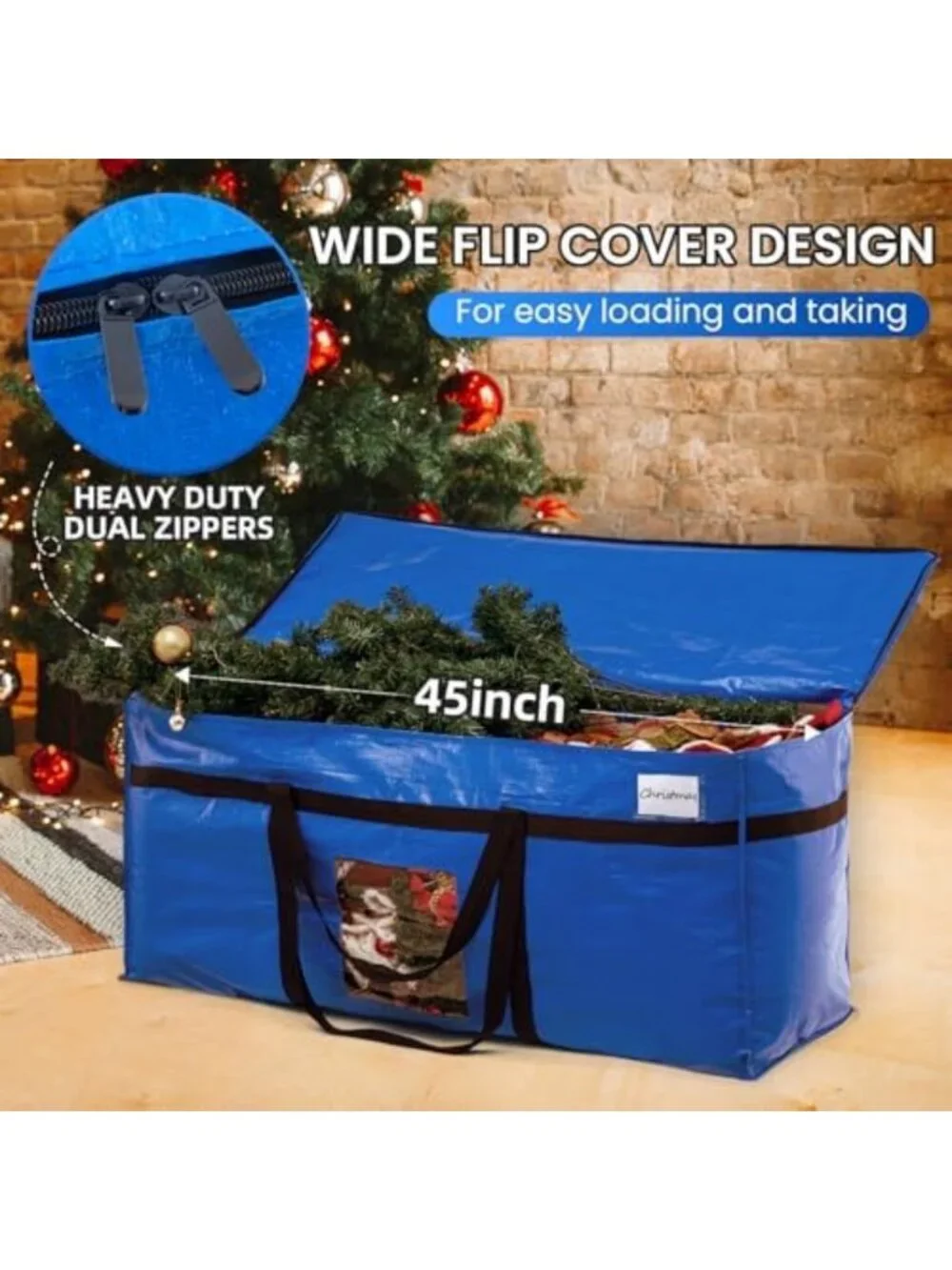 Extra Large 69 Gallon Storage Bags - 2 Pack with Clear Window, Blue Color